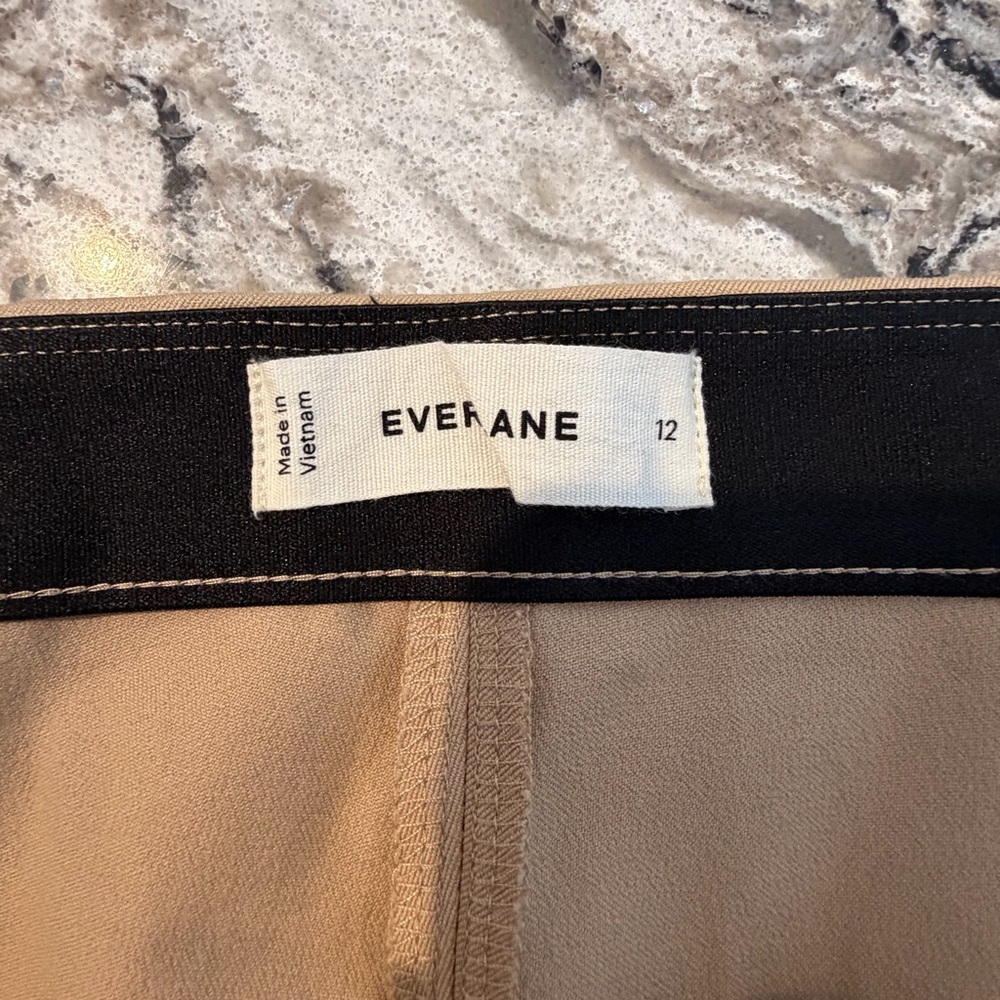 Everlane Women's Bi-Stretch Work Pants Mid Rise Slim Leg Cornstalk Tan Beige 12 - Picture 6 of 7